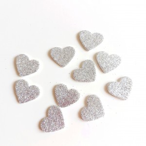 Moosgummi Decoration - Silver Glitter Hearts